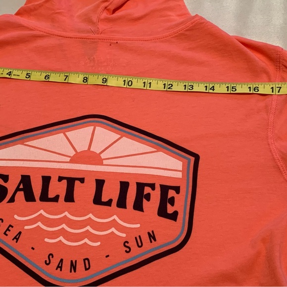 SALT LIFE ladies 100% cotton lightweight Coral color hoodie size Small GUC+ - Picture 7 of 10